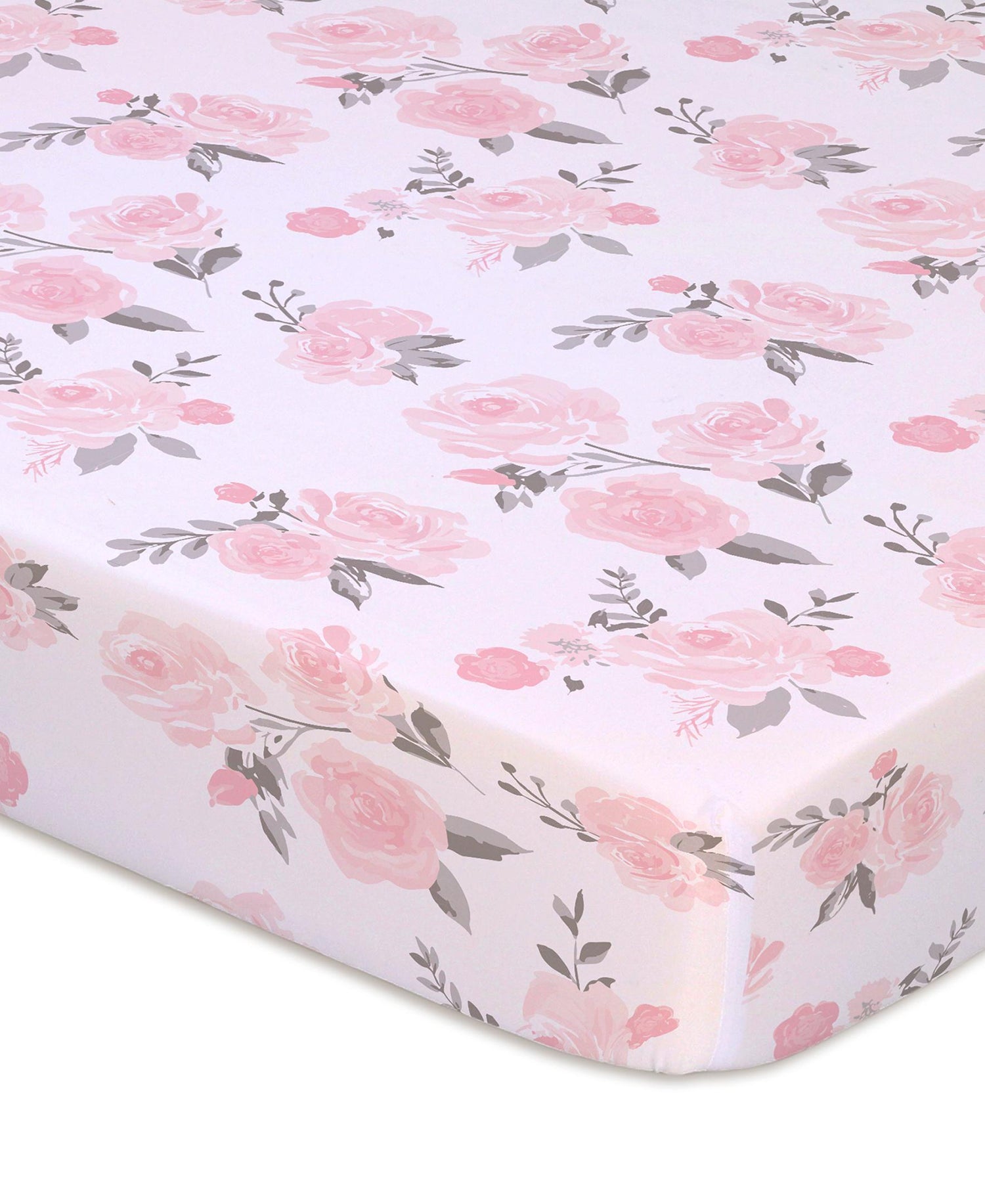 Pink Floral & Roses Fitted Playard Sheets, 2-Pack