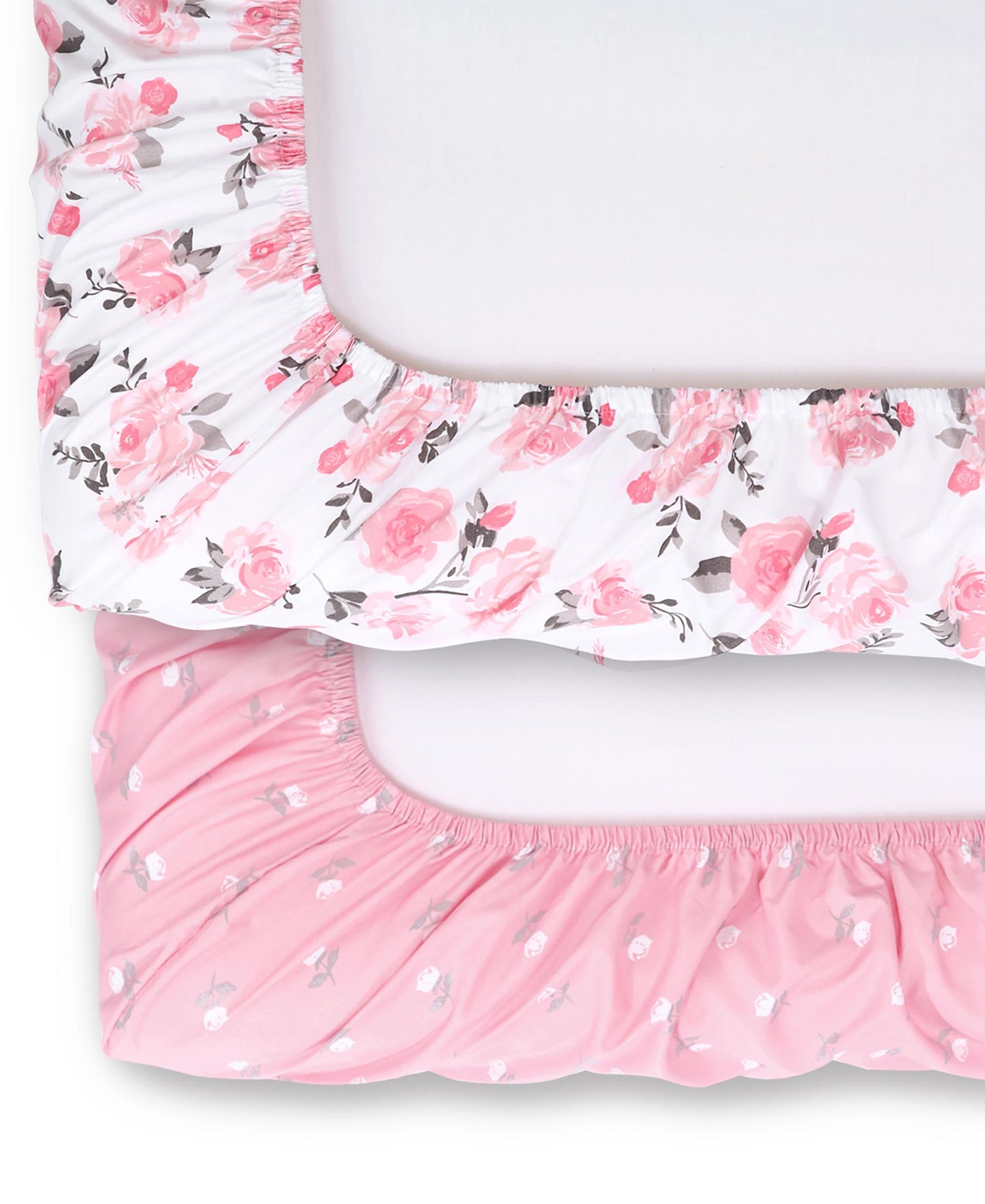 Pink Floral & Roses Fitted Playard Sheets, 2-Pack