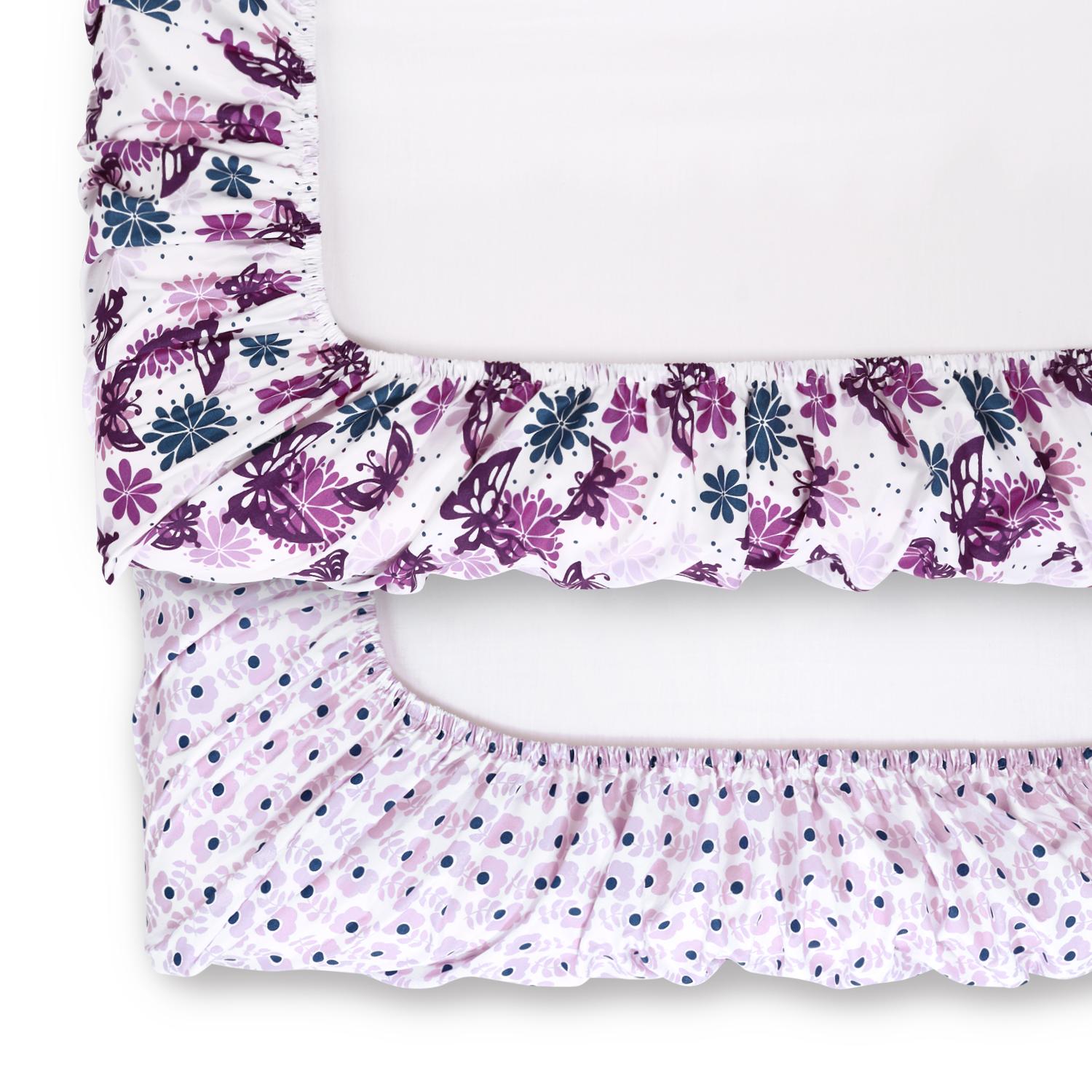 Purple Butterfly and Purple Ditsy Floral 2-Pack Sheet Set