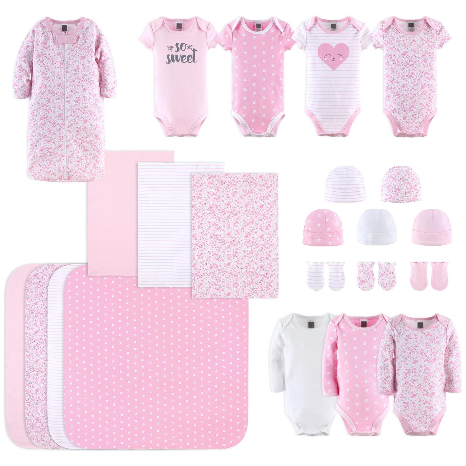 23-Piece Newborn Baby Layette Gift Set, Pink, White