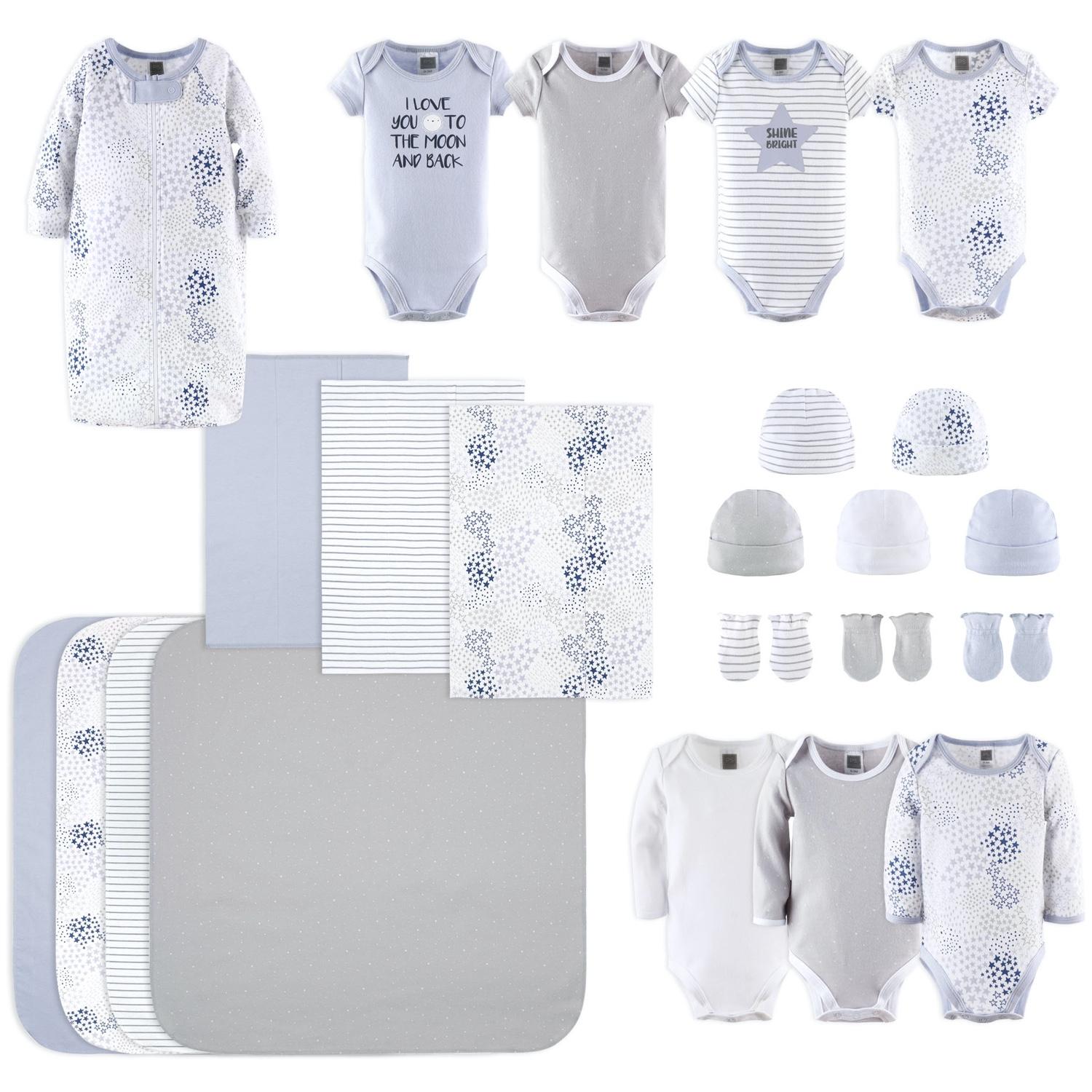 23-Piece Newborn Baby Layette Gift Set, Blue, Grey