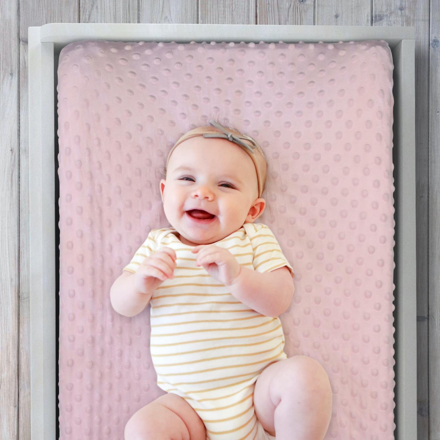 Pink & White Minky Dot Changing Pad Covers