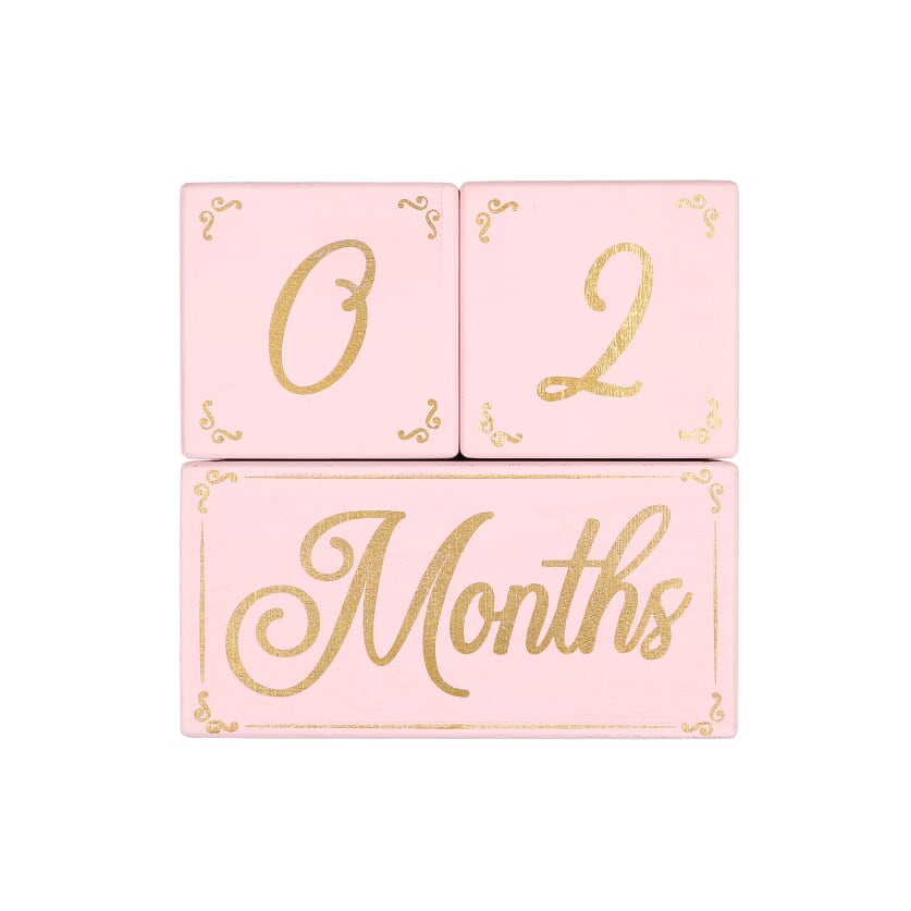 Pink and Gold Milestone Blocks