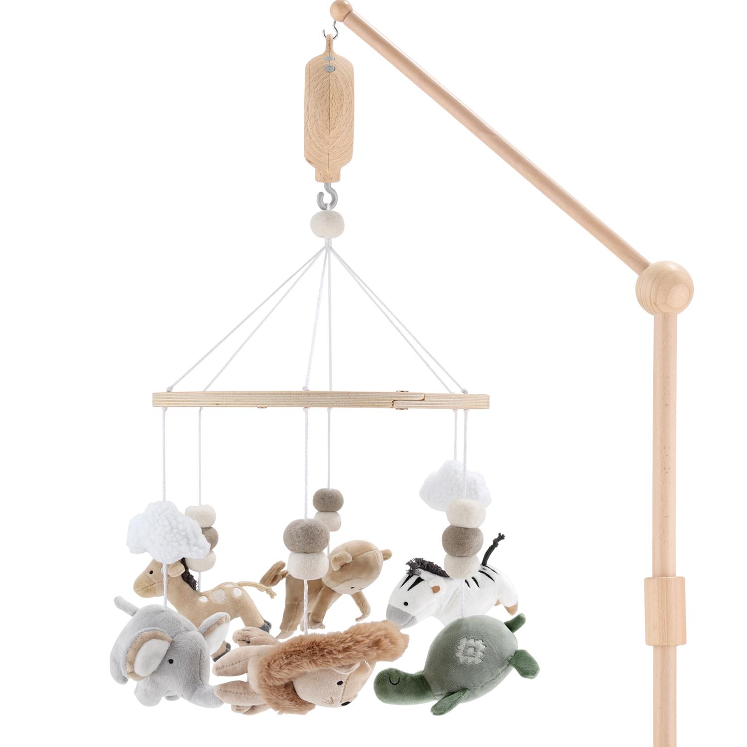 Safari Serenity Wooden Crib Musical Mobile